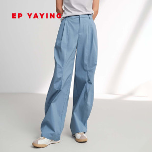 EP雅莹裤子女 棉锦弹复古打褶萝卜裤休闲裤 2026春装新款6433A