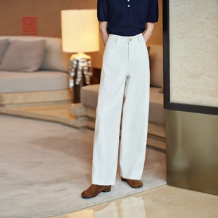 2026新款 EP雅莹高端系列 长裤 宽松弯刀裤 J601B 白色丝棉牛仔裤