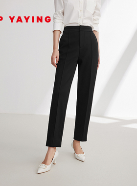 EP YAYING雅莹女装 醋酸混纺通勤小黑裤锥形裤 商场同款 6466A