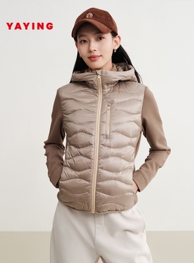 EP雅莹2025新品 简约保暖拼接收腰连帽短款羽绒服外套Y141A