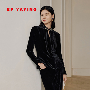 商场同款 提花丝绒上衣 国风真丝衬衫 2317A YAYING雅莹女装