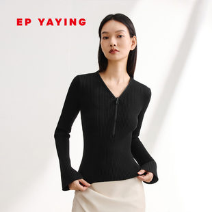 商场同款 针织衫 美利奴羊毛v领修身 9907A YAYING雅莹女装