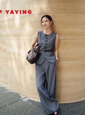 EP雅莹通勤直筒裤女 高腰宽松肌理质感裤子 2026早秋新款6402A