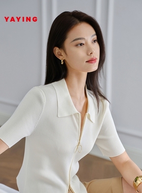 EP YAYING雅莹女装 POLO领修身拉链针织开衫 商场同款 9136A