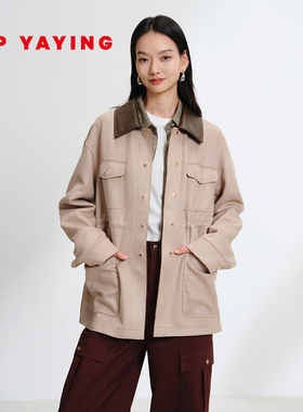 EP YAYING雅莹女装 旷野美拉德复古中长款抽绳外套 2025新款1255A