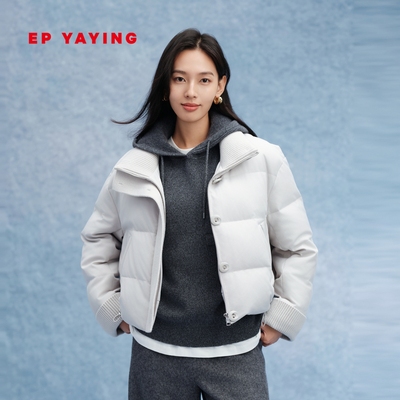 雅莹鹅绒高领针织拼接羽绒外套