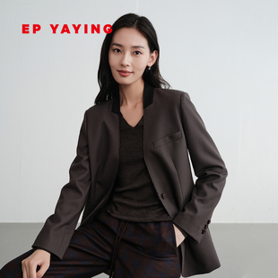 EP雅莹2025早秋新款 外套1116A 女装 丝羊毛混纺通勤气质无领西装