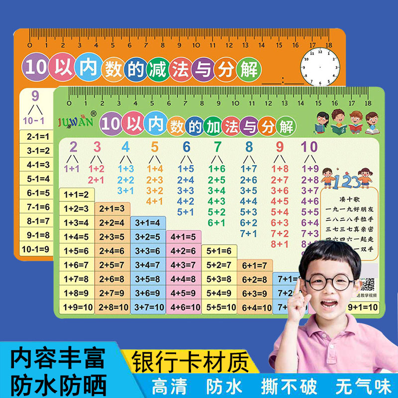 数学10以内的数字分解与组词卡片