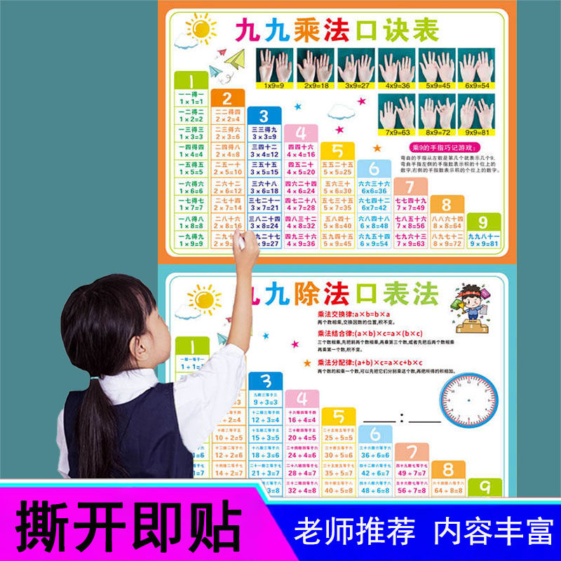 九九99乘除法口诀表挂图