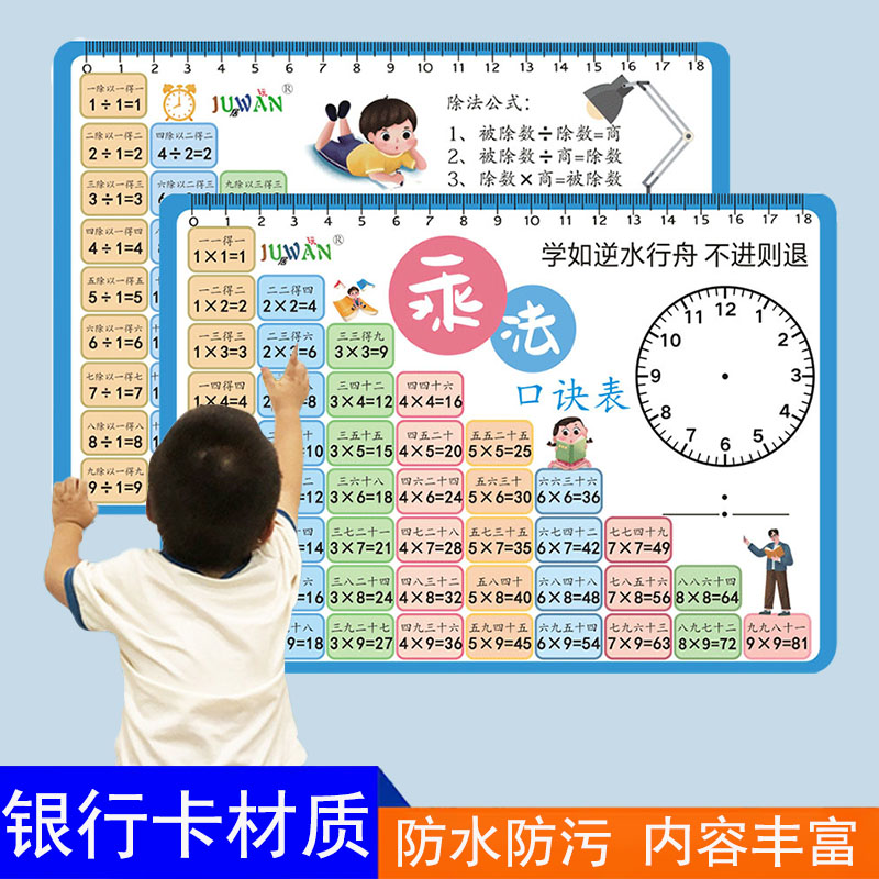 乘法口诀表卡片二年级99乘除口诀
