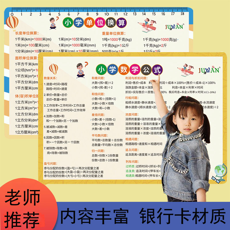 1-6年级小学数学公式大全认知卡