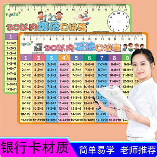 早教启蒙数学算术10以内加法20进位加减法口诀表拼音卡片贴纸墙贴