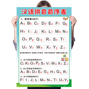 汉语拼音音序字母表学生一年级上下册书写26个字母大小写挂图墙贴