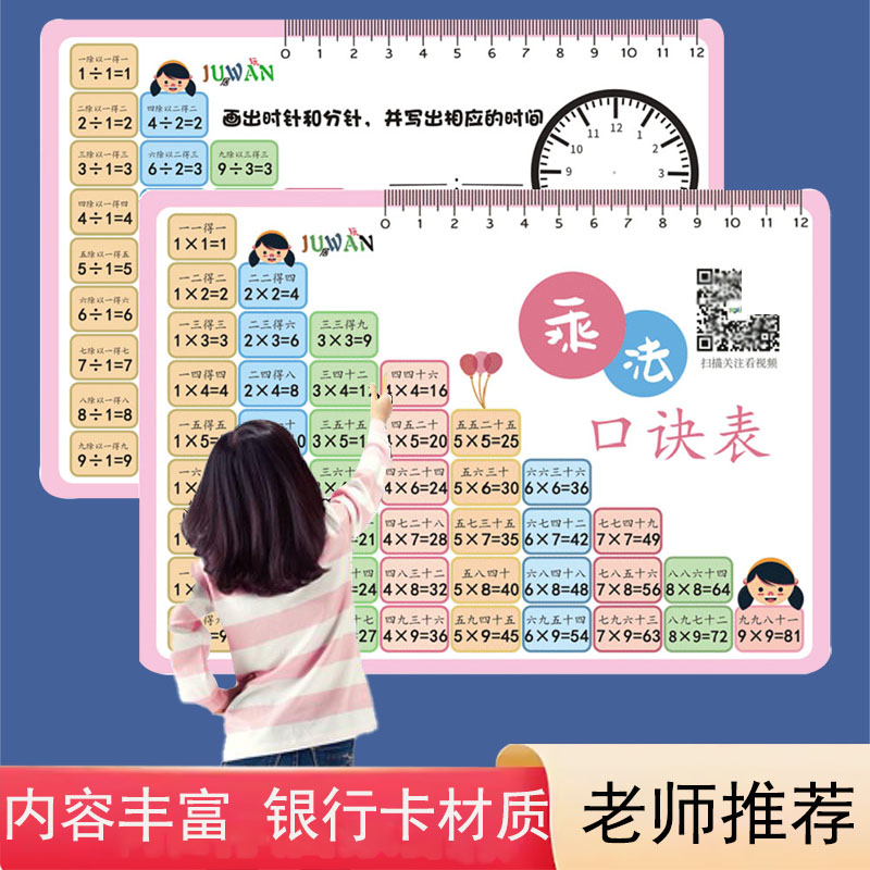 二年级九九乘除法口诀卡