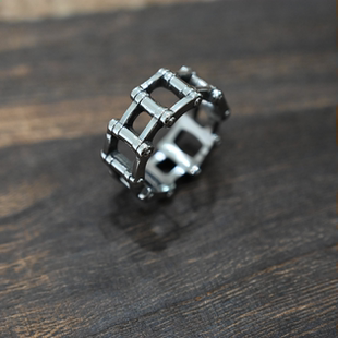 欧美朋克风个性 复古指环饰品戒指 机车风机车链条钛钢时尚