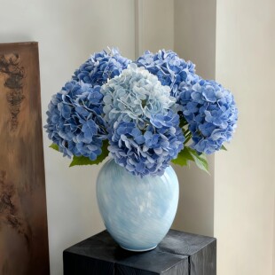 蓝色手感保湿绣球仿真花超逼真酒店客厅餐桌电视柜高级装饰品摆件