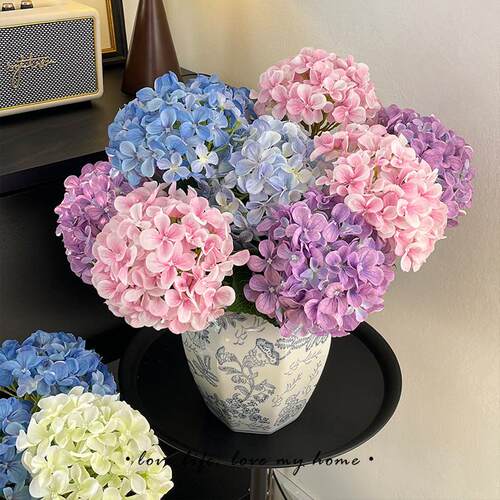 绣球仿真花手感保湿假花仿真花客厅餐桌摆件摆设轻奢高端奶油风