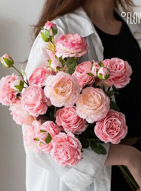 婚礼牡丹仿真花客厅摆设电视柜假花芍药插花绢花餐桌花艺法式摆件