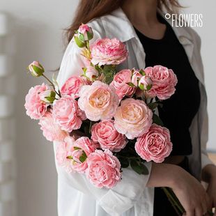 婚礼牡丹仿真花客厅摆设电视柜假花芍药插花绢花餐桌花艺法式摆件