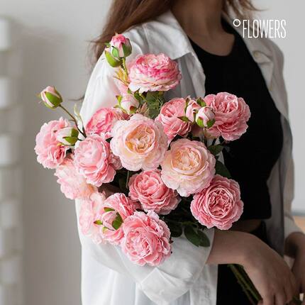 婚礼牡丹仿真花客厅摆设电视柜假花芍药插花绢花餐桌花艺法式摆件