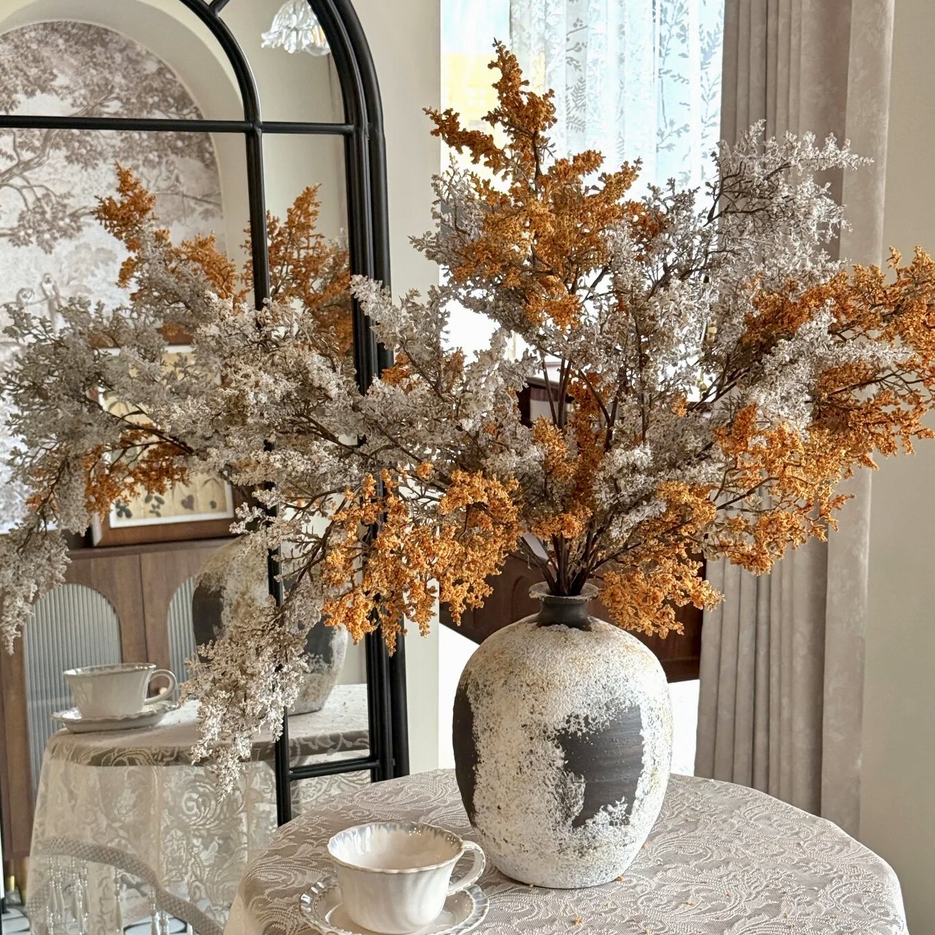 雾凇彷真花假绿植摆件油图片