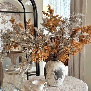 雾凇彷真花假绿植摆件油画 画枯枝侘寂风氛围感室内装饰场景拍摄