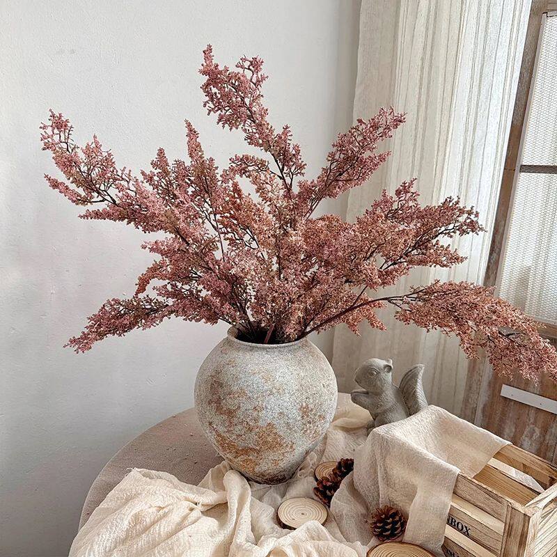 简约大气风油画雾凇仿真植物假花摆设花艺摆件桌面花瓶插花装饰