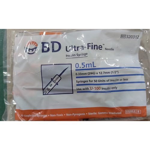 BD 320312 0.5ml U-100 Ultra-Fine Needle Syringe 29G 12.7mm