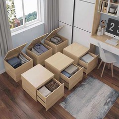 日式榻榻米定制整体小房间塌塌米床衣柜一体实木多功能储物地台床