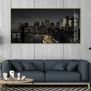 工业风城市建筑夜景装饰画酒店走廊餐厅挂画夜拍摄影办公室壁画