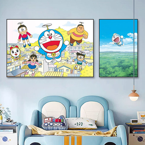 哆啦A梦挂画机器猫儿童房客厅