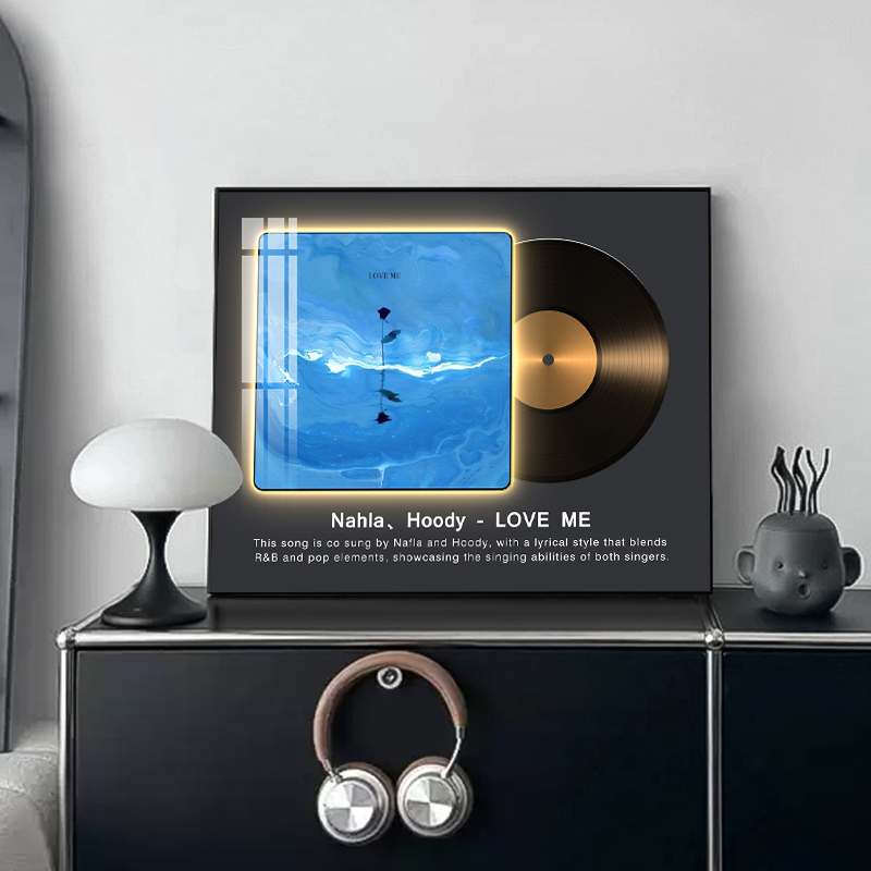 黑胶唱片客厅摆画咖啡店发光音响装饰画卧室床头摆件潮流音箱壁画