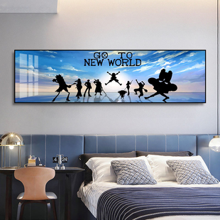 海贼王挂画动漫画客厅沙发背景墙装饰画航海王全家福卧室床头壁画
