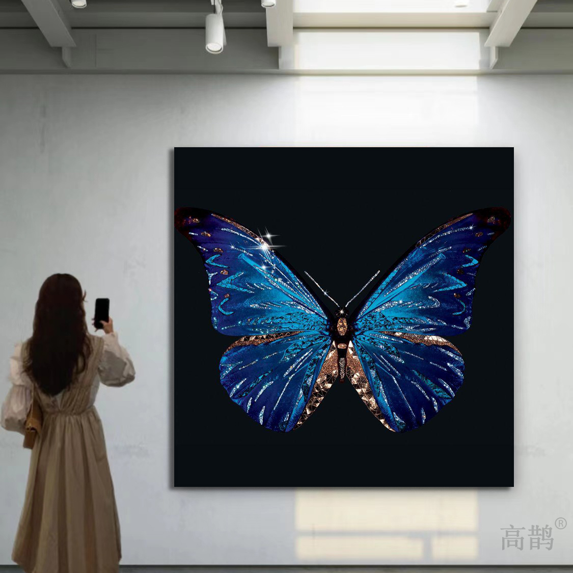 蝴蝶挂画现代简约客厅饭厅卧室背景高级感装饰画餐厅时尚创意壁画图片