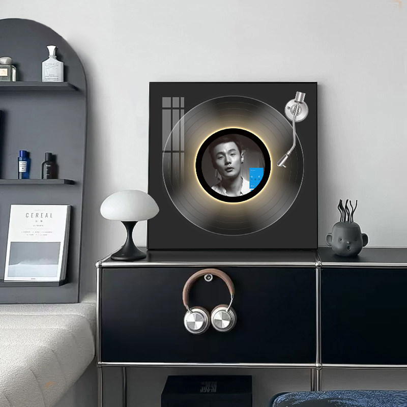 李荣浩黑胶唱片LED发光音响装饰画客厅卧室明星摆件挂画音箱壁画