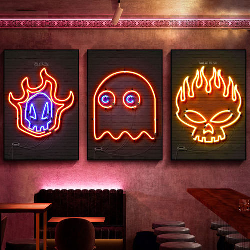 酒吧包厢霓虹灯发光装饰画音乐