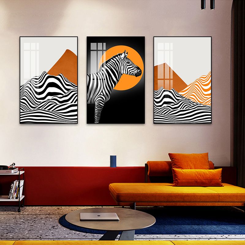 斑马装饰画客厅沙发背景墙卧室高级感挂画现代轻奢创意动物壁画图片