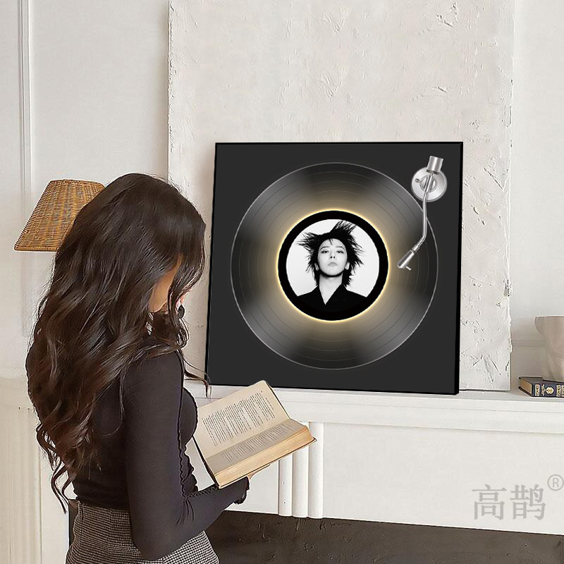 权志龙黑胶唱片发光音响挂画明星偶像周边装饰画卧室氛围感摆画