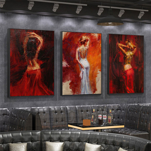 法式复古风挂画客厅中古高级感背景墙装饰画油画风美女艺术壁画