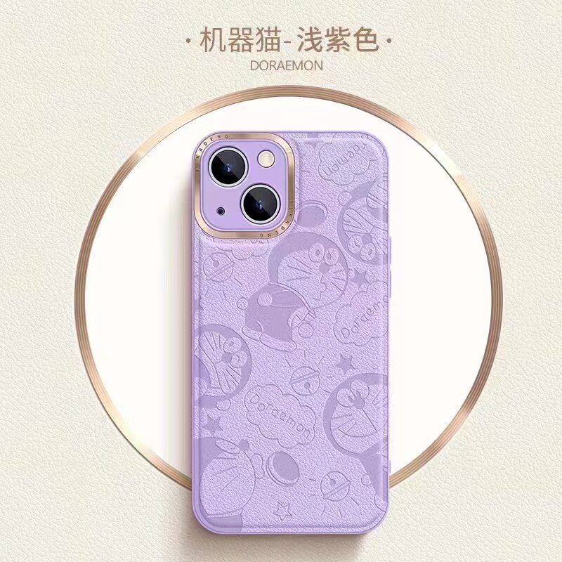 适用苹果13/14手机壳15/16保护套iphone14pro防手汗promax哆啦A梦全包镜头16por防摔卡通P男女情侣plus叮当猫