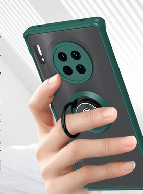 适用华为mate30e pro 5g手机壳50带指环支架P20磁吸m30保护套子meta30全包镜头P30por防摔磨砂透明超薄男外壳