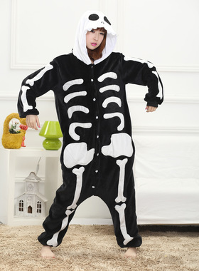 Skull cospaly costume Kigurumi Onesies Adult Soft Sleepwear