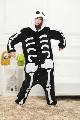 Skull cospaly costume Kigurumi Onesies Adult Soft Sleepwear