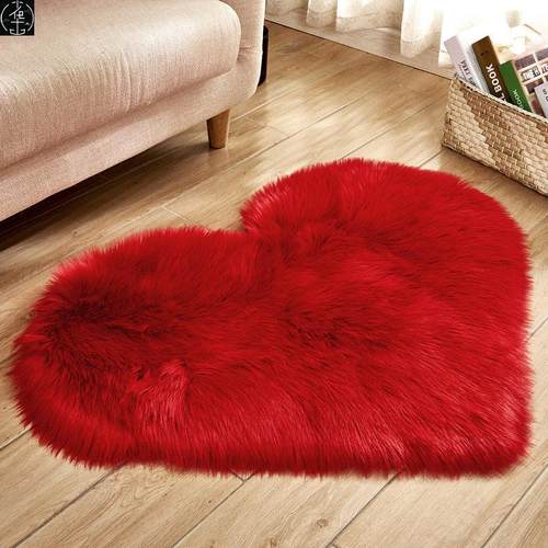 Heart-Shaped Faux Wool Rug Plush Carpet for Girls Room 地毯