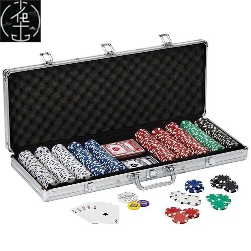 texas hold 'em poker chip set aluminum case 500 dice chips