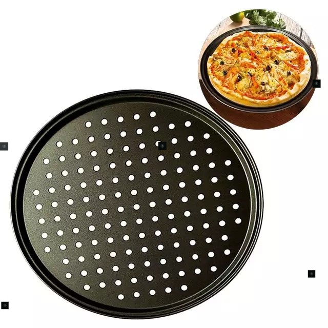 Carbon Steel Non-stick Pizza Baking Pan Mesh Tray Plate Bake 厨房/烹饪用具 烘焙模具 原图主图