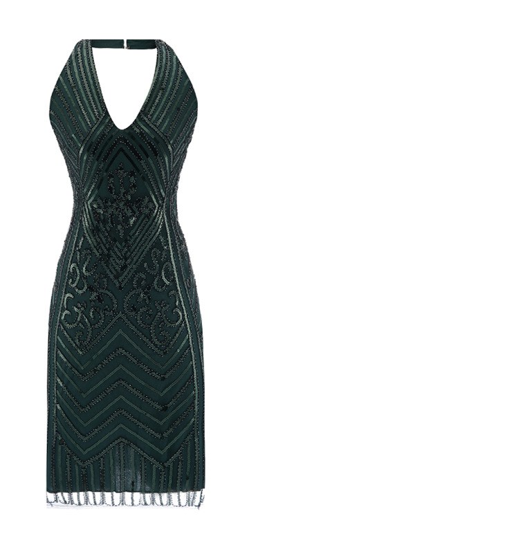 Vintage 1920s Great Gatsby Dress Art Deco Beaded Party Dress