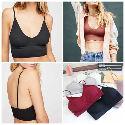 无钢圈针织罗纹无钢圈文胸ins