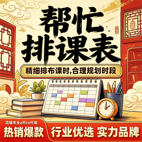 课表制作图表编辑美化格式调整修改每日计划课程学习考勤表设计