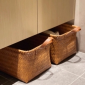 可水洗 复古高级仿藤编收纳筐零食玩具脏衣篓杂物储物框野餐篮子